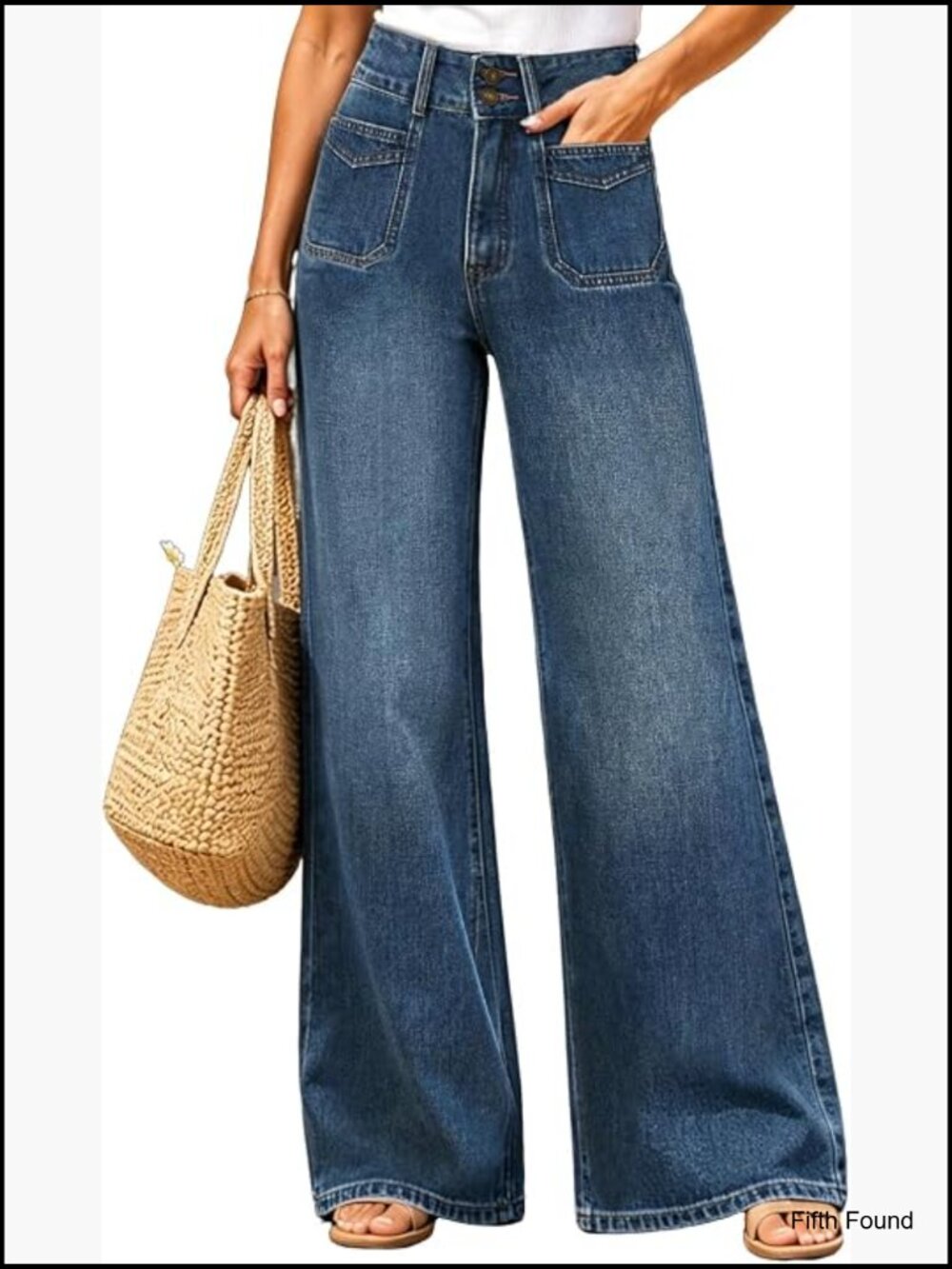 High Waisted Baggy Wide Leg Stretchy Jeans Tummy Control Straight Leg Denim